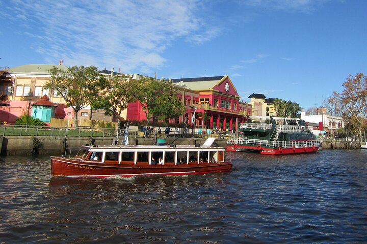 a small boat in a large body of water